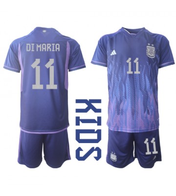 Argentina Angel Di Maria #11 Udebanesæt Børn VM 2022 Kort ærmer (+ korte bukser)